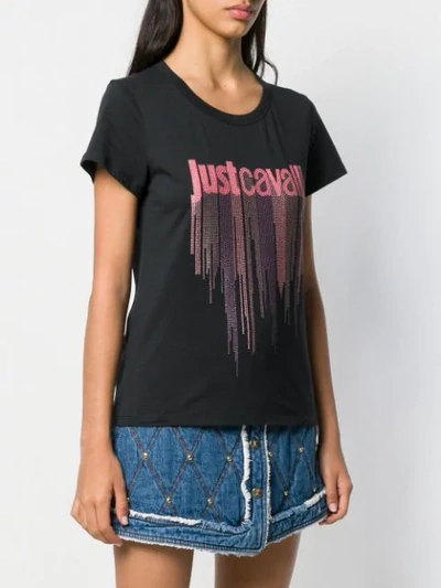 Shop Just Cavalli Studded Logo T-shirt In Black