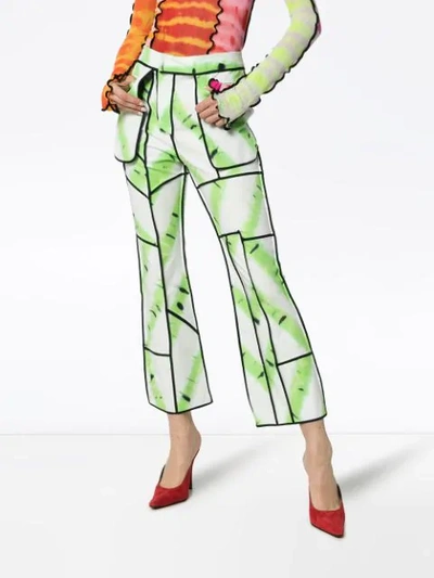 Shop Asai Jungle Patchwork Trousers In Green