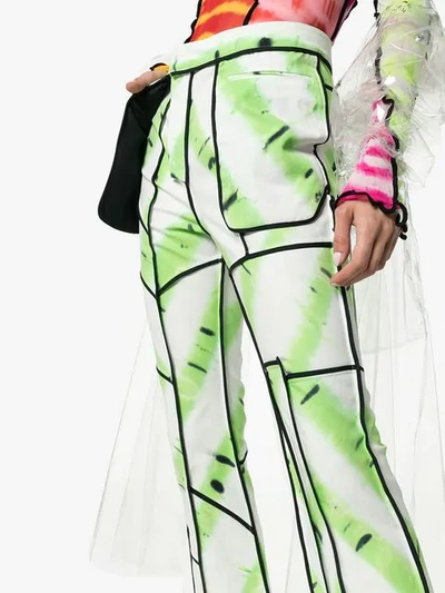 Shop Asai Jungle Patchwork Trousers In Green