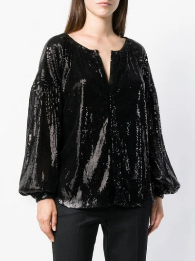 Shop Wandering Sequined Flared Blouse In Black