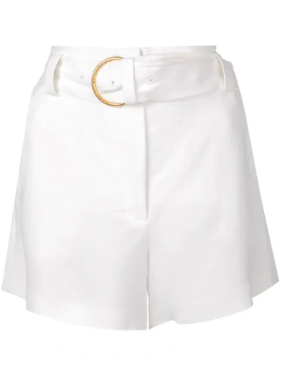 Shop A.l.c Belted Flare Shorts In Eggshell
