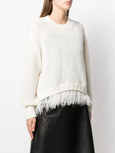 Shop Philosophy Di Lorenzo Serafini Fringed Knitted Sweater In White