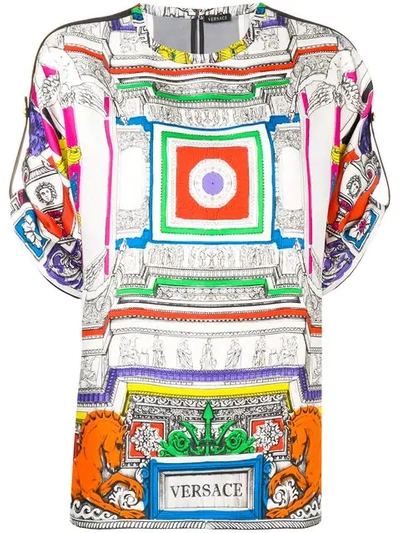 Shop Versace Printed Top - White