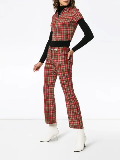 Shop Miaou Morgan Plaid Trousers In Red