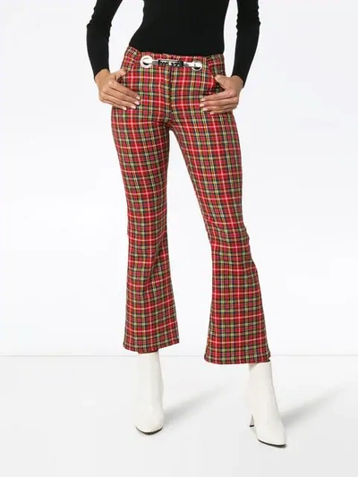 Shop Miaou Morgan Plaid Trousers In Red