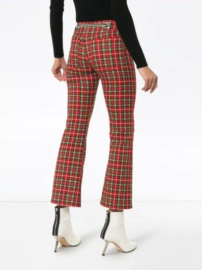 Miaou Plaid Cotton Blend Pants W/ Chain Belt In Red