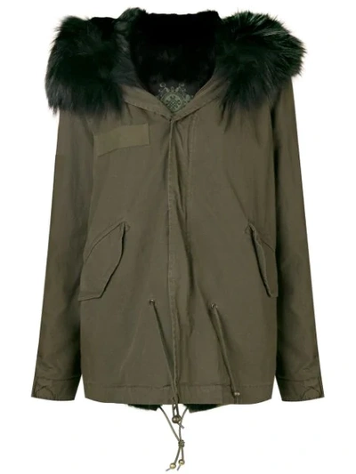 Shop Mr & Mrs Italy Trimmed Hooded Parka In Green