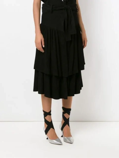 Shop Andrea Bogosian Ruffled Suede Skirt In Black