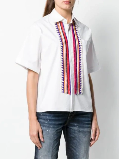 Shop Dsquared2 Beaded Half Sleeve Shirt In White