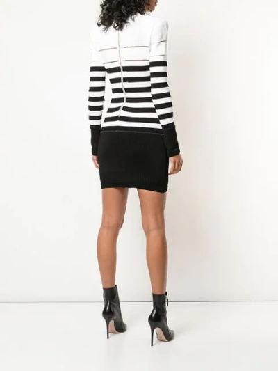 Shop Balmain Striped Jumper In Black/white