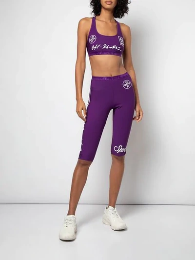 Shop Off-white Cropped Performance Leggings - Purple