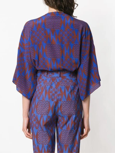 Shop Andrea Marques Kimono Style Bodysuit In Blue