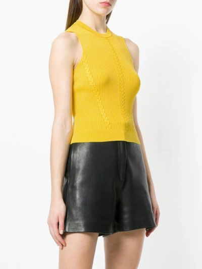 Shop Versace Fitted Sleeveless Jumper - Yellow