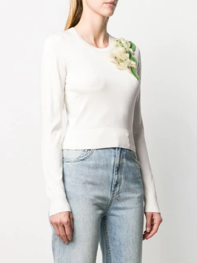 Shop Dolce & Gabbana Floral Appliqué Sweater In White