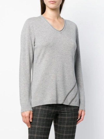 Shop Fabiana Filippi Long-sleeve Fitted Sweater - Grey