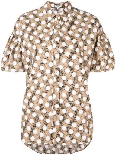 Shop Kenzo Polka Dot Short Sleeve Shirt In Neutrals