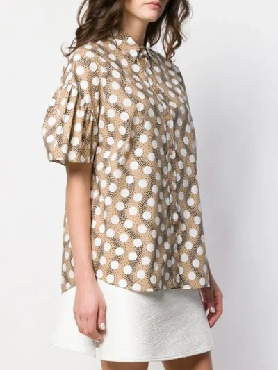 Shop Kenzo Polka Dot Short Sleeve Shirt In Neutrals