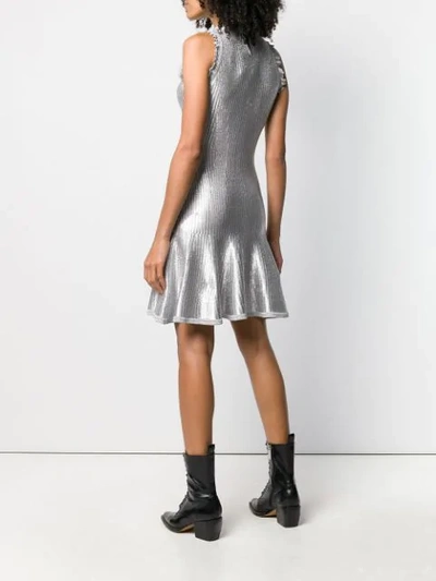 Shop Alexander Mcqueen Flared Mini Dress In Silver