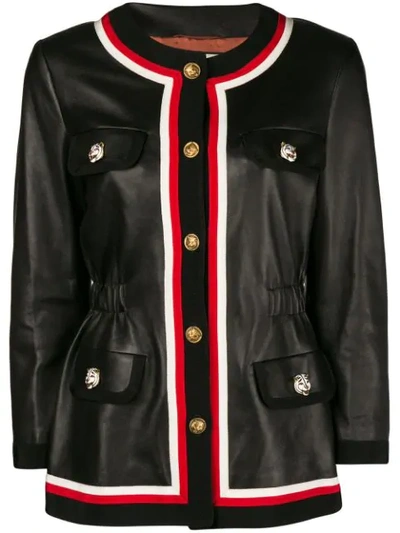 Shop Gucci Ribbon Trim Jacket In Black