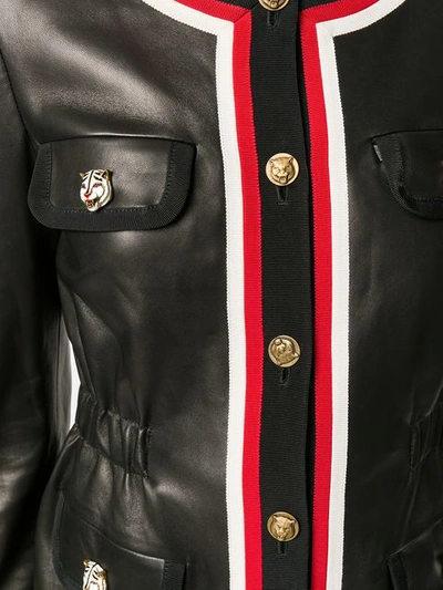Shop Gucci Ribbon Trim Jacket In Black