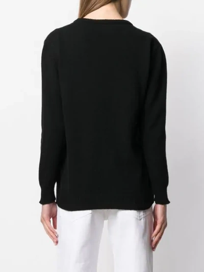 Shop Alberta Ferretti Embroidered Fitted Sweater In Black