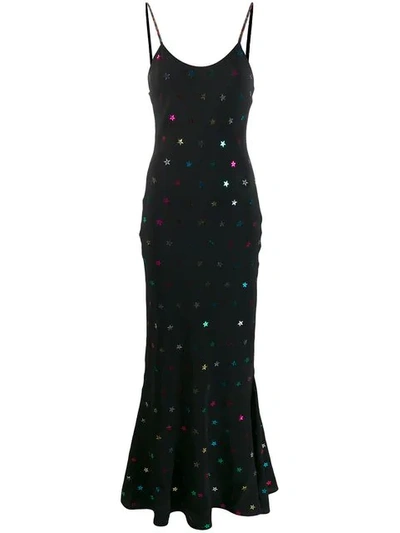 Shop Attico Star Embellished Jersey Dress In Black