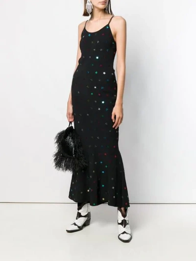 Shop Attico Star Embellished Jersey Dress In Black
