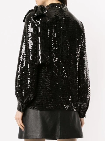 MSGM SEQUIN BOW BLOUSE - 黑色