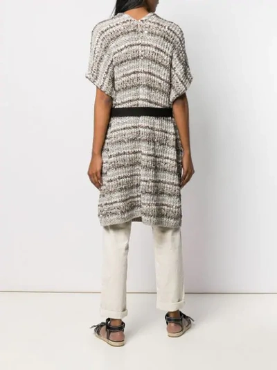 Shop Brunello Cucinelli Knitted Short Sleeve Cardigan In Neutrals