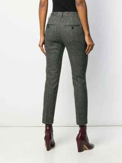 Shop Dondup Striped Cropped Trousers In Grey