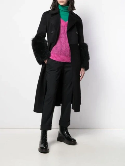 Shop Prada A-line Belted Coat In F0002 Black