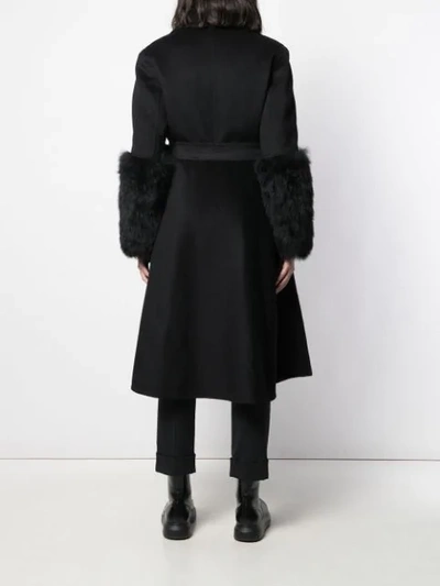 PRADA A-LINE BELTED COAT - 黑色