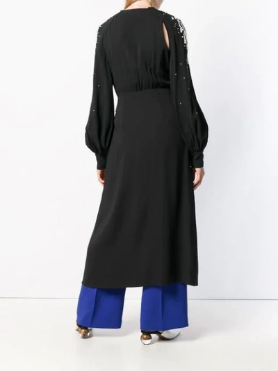 Shop Attico Beaded V-neck Dress In Black