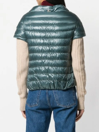 Shop Herno Short Sleeve Puffer Jacket In Green