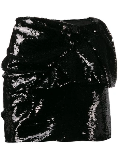 ALEXANDRE VAUTHIER FOLDOVER SEQUINNED MINI SKIRT - 黑色