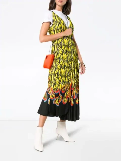 Shop Prada Sleeveless Banana Flame Print Dress In F0d7a Limone Nero