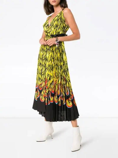 Shop Prada Sleeveless Banana Flame Print Dress In F0d7a Limone Nero