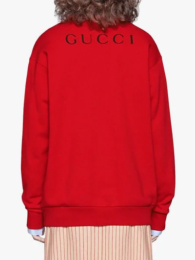 Shop Gucci Oversize Sweatshirt With Paramount Logo In Red