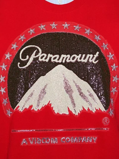 Shop Gucci Oversize Sweatshirt With Paramount Logo In Red