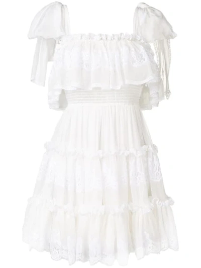Shop Dolce & Gabbana Ruffle Dress In White