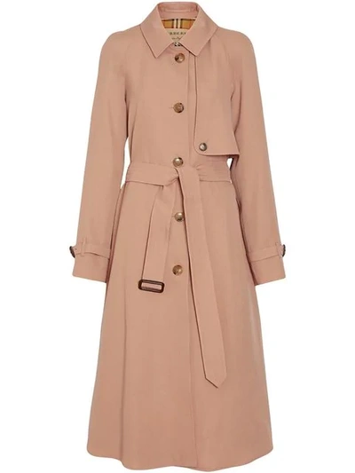 Shop Burberry Cinderford Wool Trench - Blush Pink