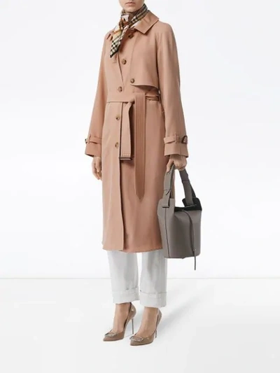 Shop Burberry Cinderford Wool Trench - Blush Pink