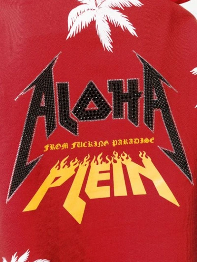 Shop Philipp Plein Aloha Hooded Sweatshirt In Red