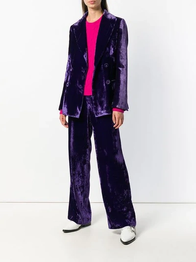 Shop Erika Cavallini Velvet High Waisted Trousers In Purple