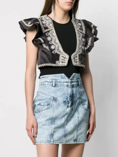 Shop Isabel Marant Cropped Ruffled Waistcoat - Grey