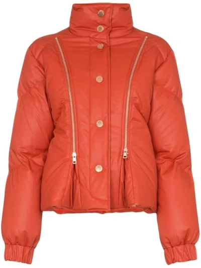 Shop See By Chloé Zip-detail Puffer Jacket In Orange