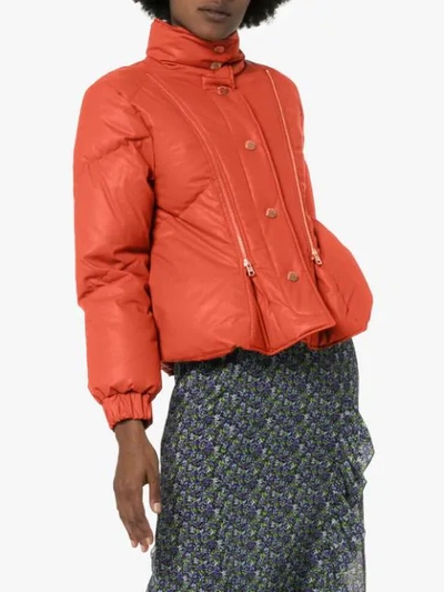 Shop See By Chloé Zip-detail Puffer Jacket In Orange