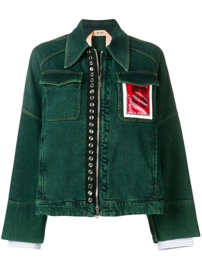 Shop N°21 Contrast Pocket Jacket In Green