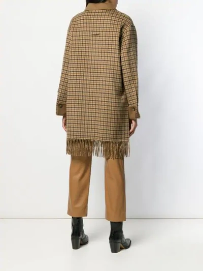 Shop Nanushka Plaid Coat In Brown