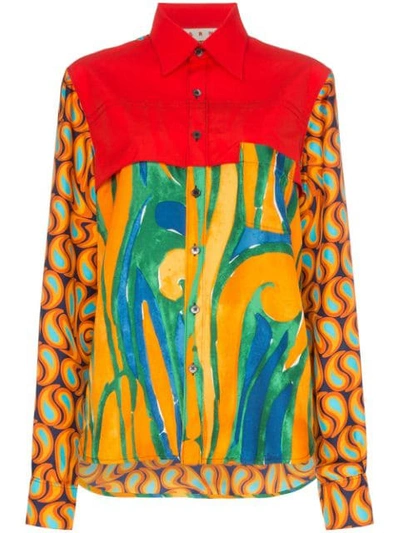 Shop Marni Abstract Print Shirt In Y5725 Multicoloured
